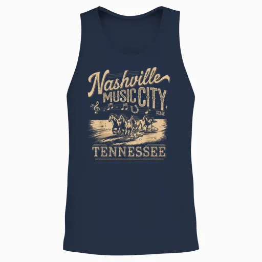 Nashville Music City Tshirt Women Men Tennessee Rock Country Unisex Tank Top - Navy