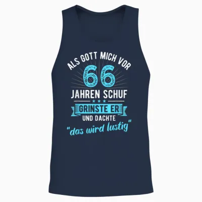 66th Birthday as God Me Ago 66 Years Created T-Shirt, Black Unisex Tank Top - Navy