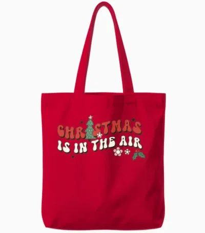 Retro Christmas Tote Bags - Red