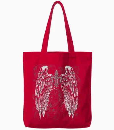 Grunge Wings Angel on Back Y2k 2000s Goth Vintage Harajuku Tote Bags - Red
