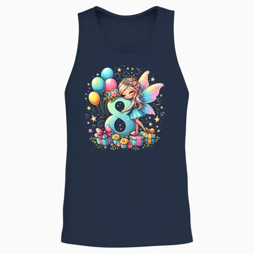 Kids Fairy Theme 8th Birthday Party 8th Fairy Birthday T-Shirt, Black Unisex Tank Top - Navy