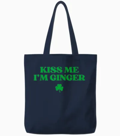 Kiss Me I'm Ginger Shirt Funny St Patricks Day Redhead Tote Bags - Navy