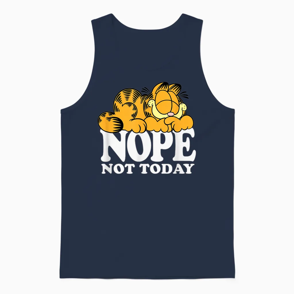 Garfield Nope Not Today Lazy Cat Bold Logo T-Shirt - Unisex-Adults, Unisex-Kids - Black - Short Sleeve - T-Shirt - Novelty T-Shirts Unisex Tank Top in Navy