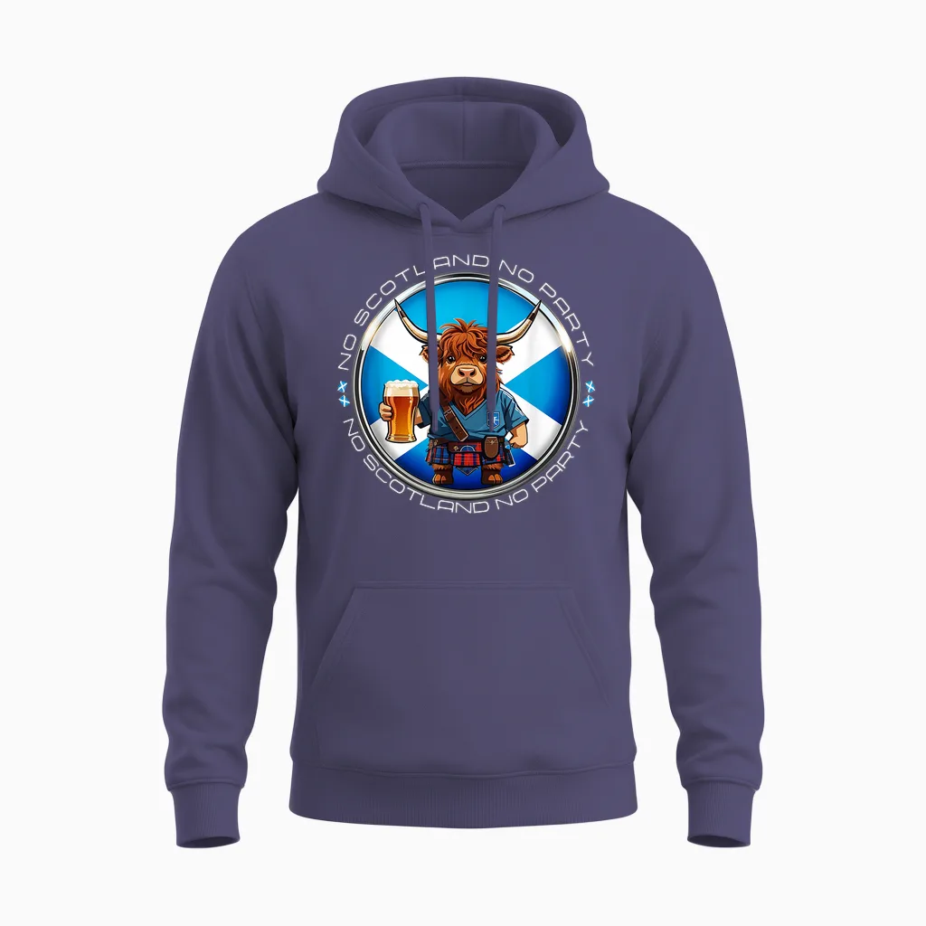 No Scotland No Party Scottish Flag Saltire Unisex Hoodie in Heather Sport Dark Navy