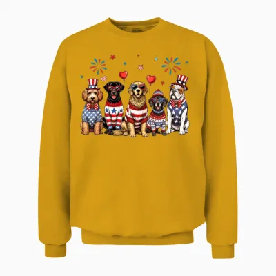 Patriotic Dogs Unisex Sweatshirt - Gold