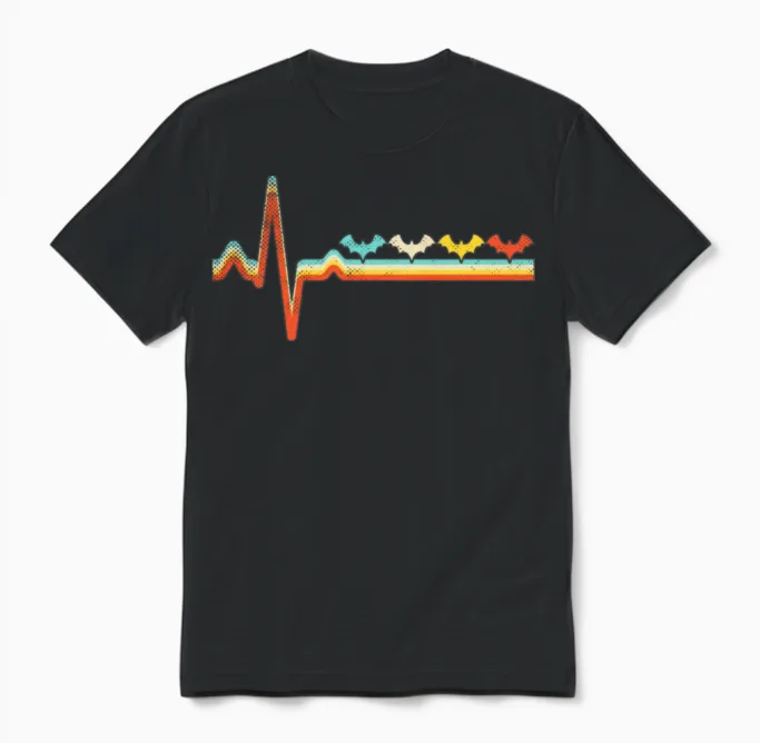 Bat Retro Unisex T-Shirt in Black