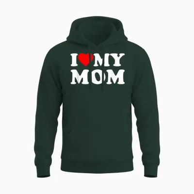 I Love My Mom Heart Family Grandma Unisex Hoodie - Forest