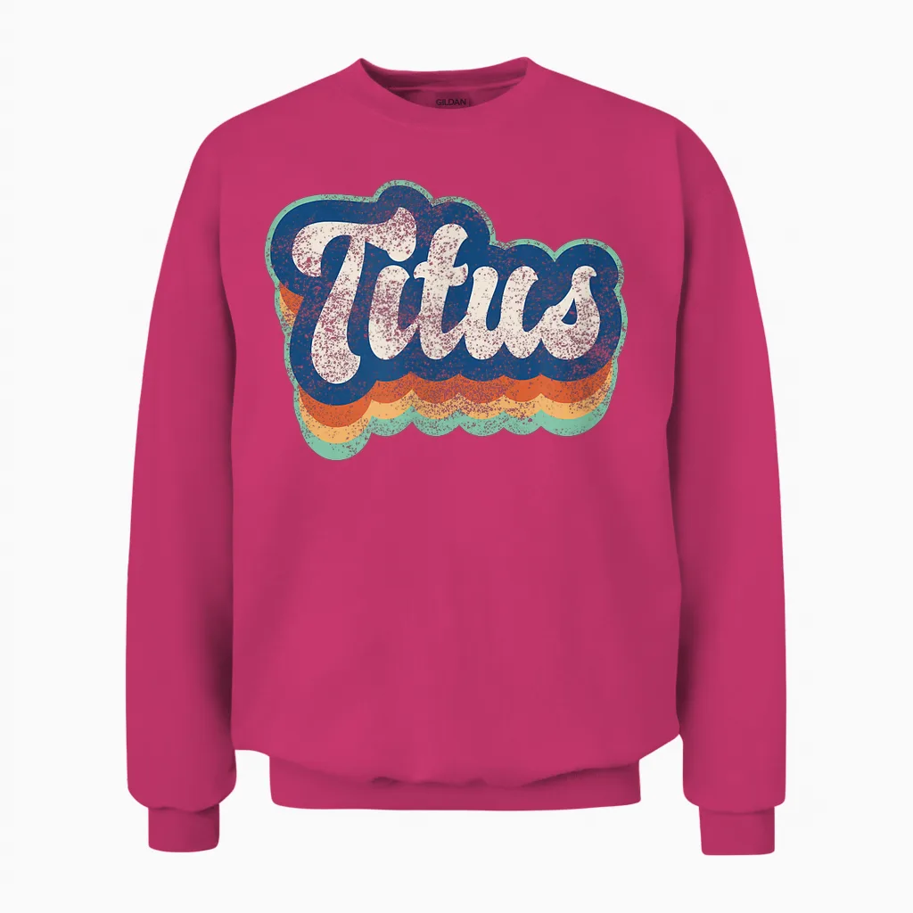 Titus Vorname Junge Vintage Stil 70er 80er Jahre Personalisiert Unisex Sweatshirt in Heliconia