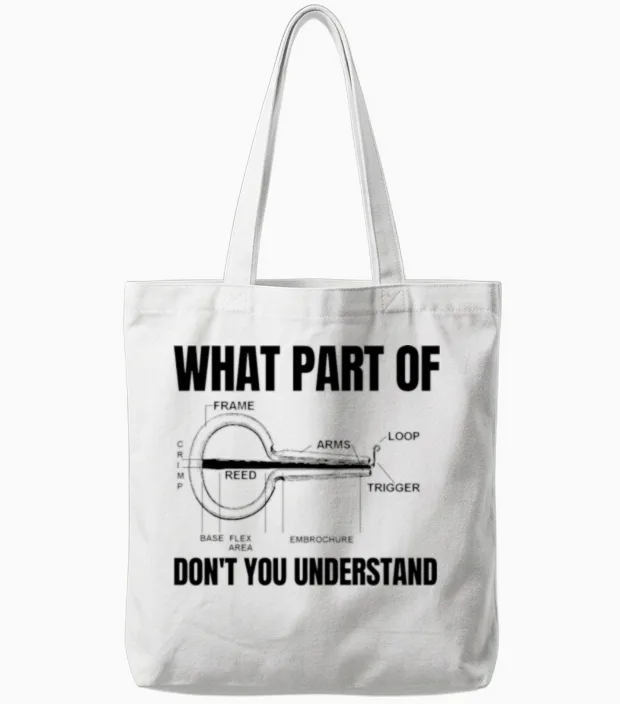 Jew Mouth Harp Jaw Harp Bass Tote Bags in White