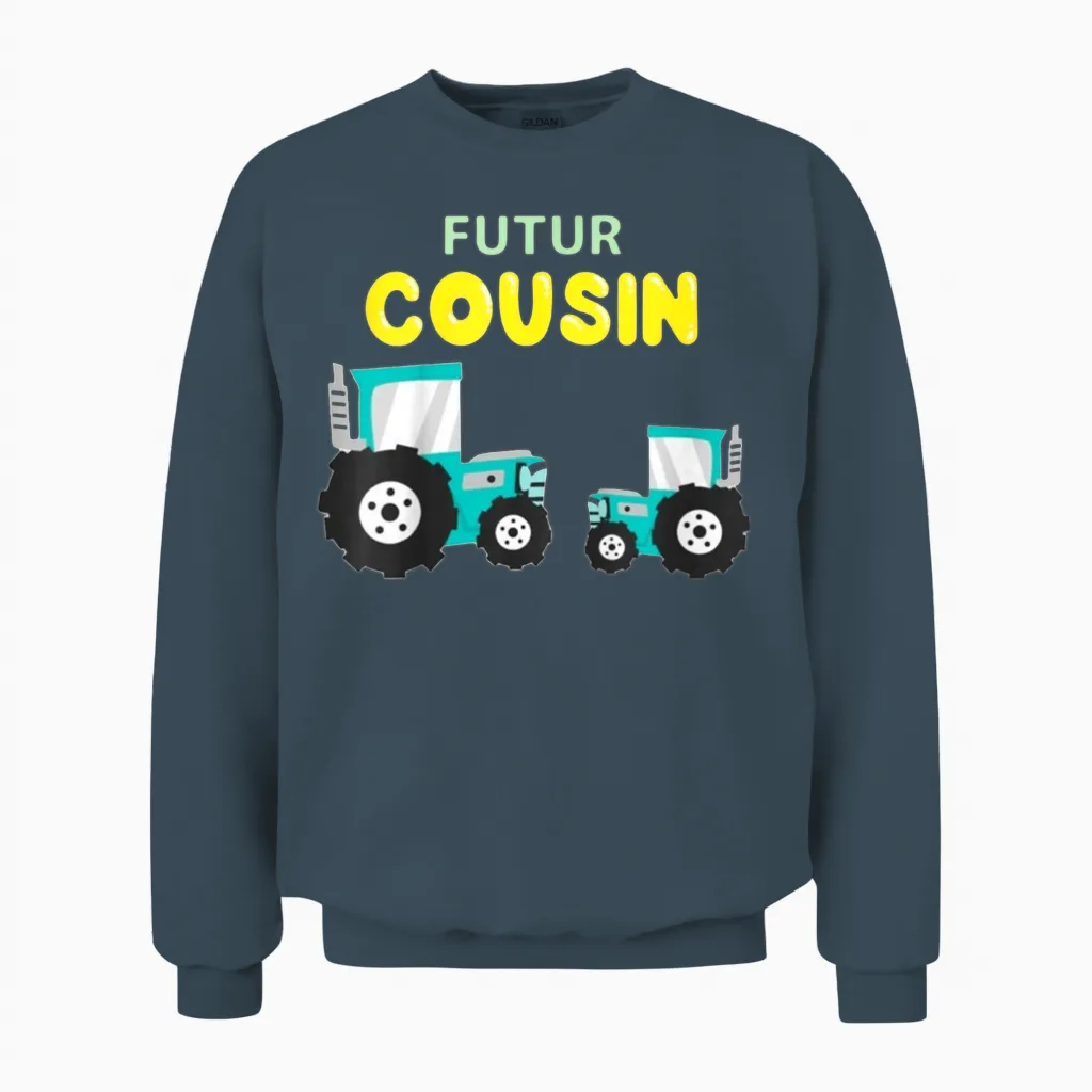 Child Future Cousin Announcement Pregnancy Je Vais Etre Cousin Unisex Sweatshirt in Dark Heather