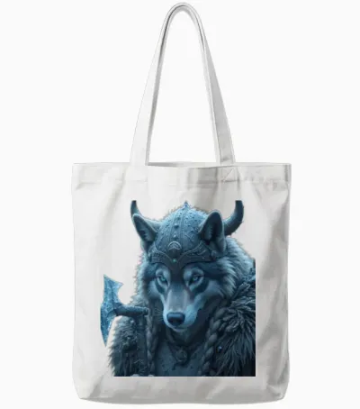 Viking Wolf King Young Scooter , Weather Tote Bags - White