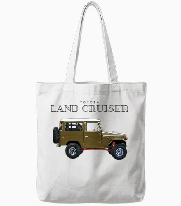 Toyota Land Cruiser J40 Off-Road Car Tote Bags in White