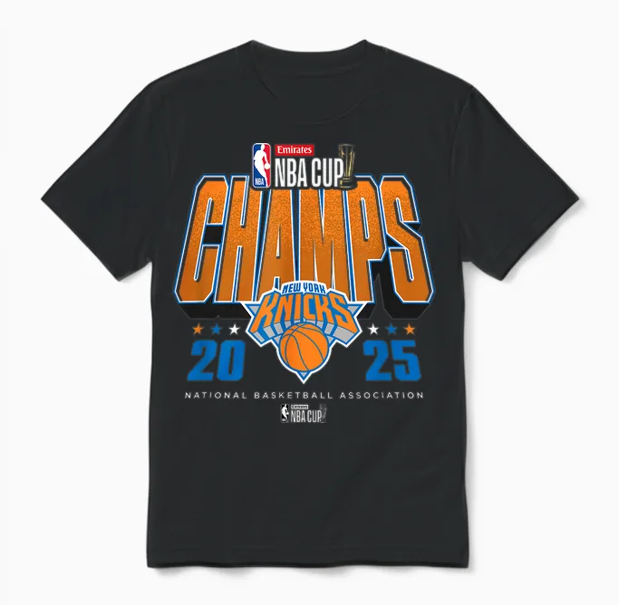 Nba Official Emirates Cup 2025 Champs New York Knicks Unisex T-Shirt in Black