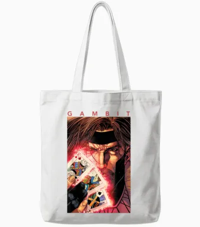 Marvel X-Men Gambit Glowing Cards Graphic Tote Bags - White