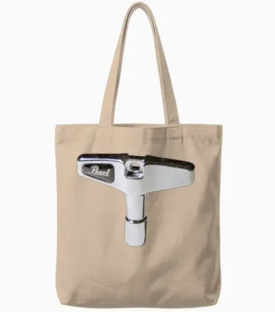 Pearl Chrome Drum Key Tote Bags - Natural
