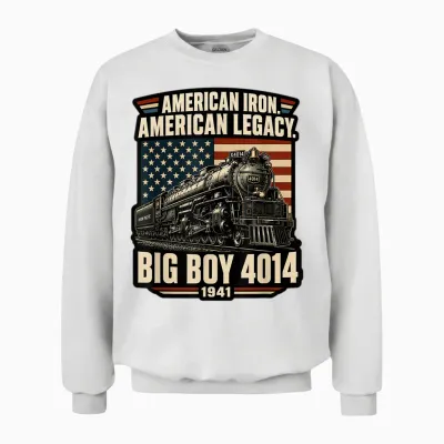 Big Boy 4014 Steam Locomotive Vintage American Railroad Unisex Sweatshirt - White