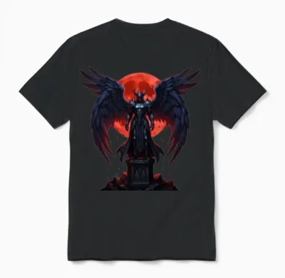Crimson Moon Dark Angel Knight Unisex T-Shirt - Black