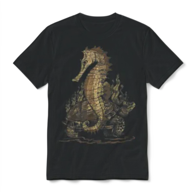 Sea Horse Turtle Unisex T-Shirt - Black