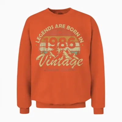 Legends Are Born in 1986 Birthday Gift 40 Years Unisex Sweatshirt - Orange