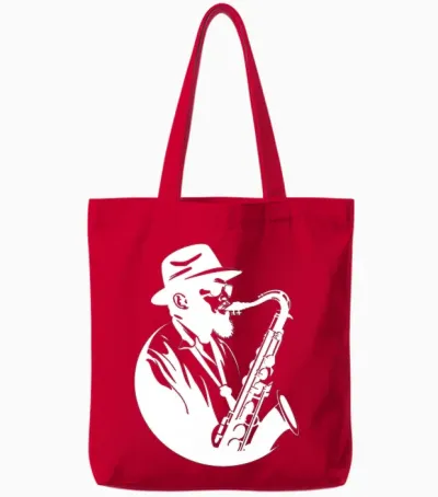 Homme Le Saxophoniste Dessine La Fête Des Pères T-Shirt Haut De Gamme Tote Bags - Red