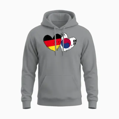 Deutschland Südkorea Herzfahnen Deutsch Koreanisch Doppelflagge Unisex Hoodie - Sport Grey