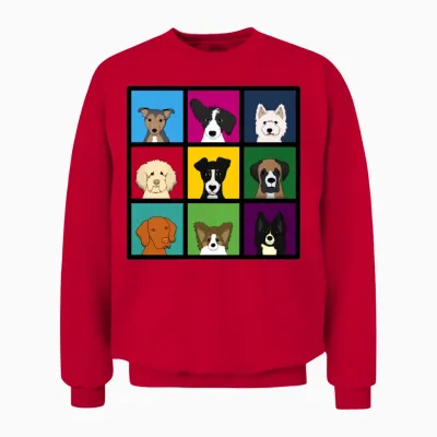 9 Dogs Unisex Sweatshirt - Red