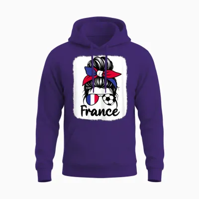 Drapeau De La France Femme Supporters Français Unisex Hoodie - Purple
