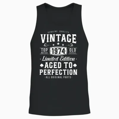 Vintage 1974 Birthday Gift Unisex Tank Top - Black