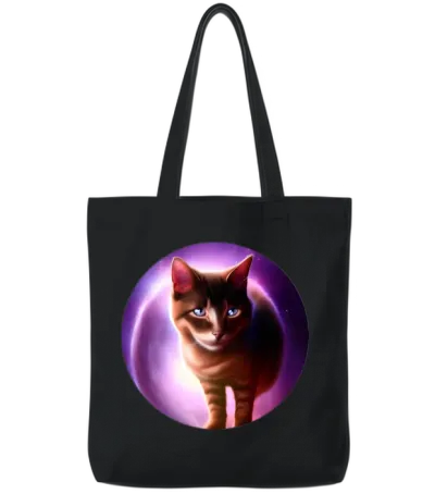 Funny Catstronaut Tote Bags - Black