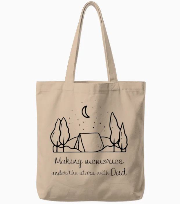 Camping with Dad Tote Bags in Natural