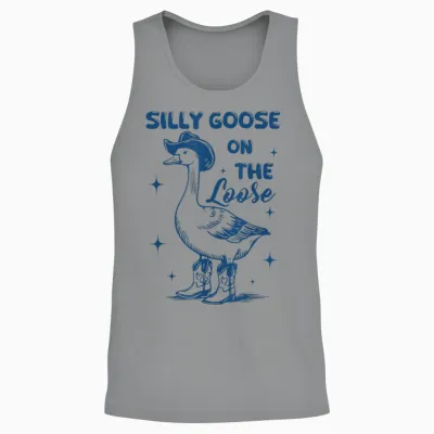 Funny Retro Vintage Meme Silly Goose on the Loose Unisex Tank Top - Sport Grey