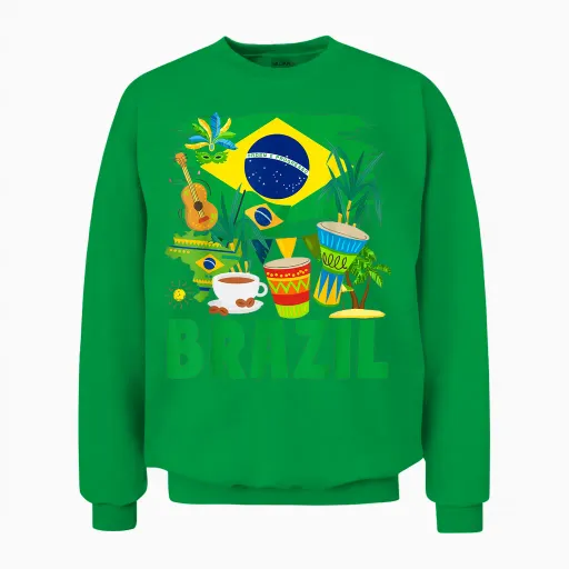 Brazil Flag - Outfit Idea for Children - Flag of Brazil and Brazil T-Shirt, Yellow, S Unisex Sweatshirt - Irish Green