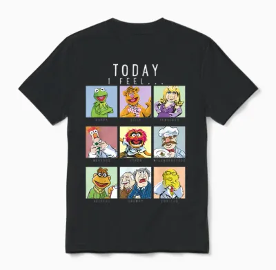 Disney the Muppets Today I Feel Box Up Character Portraits Unisex T-Shirt - Black