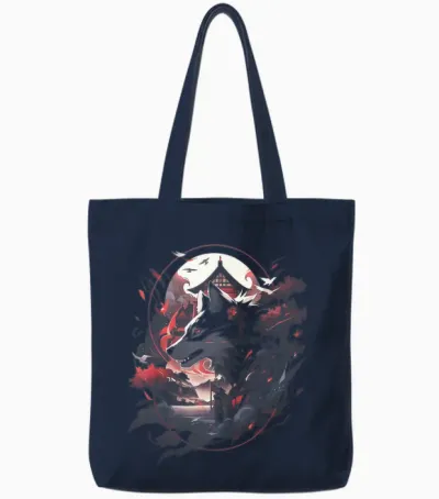 Japanese Wolf Wolves Mythology Nature Anime Otaku Tote Bags - Navy