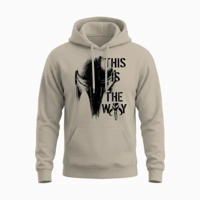 Star Wars the Mandalorian the Way Mando Helm T-Shirt - Weiß, Kurzarm, V-Ausschnitt, Klein, Unisex, Einfarbig, Pull-On, 1 Count, Eu 38/40 Unisex Hoodie - Sand