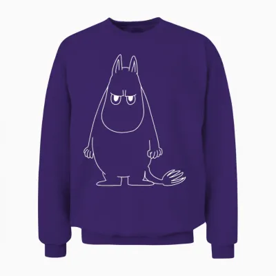 Moomin Angry Moomintroll T-Shirt, Black Unisex Sweatshirt - Purple
