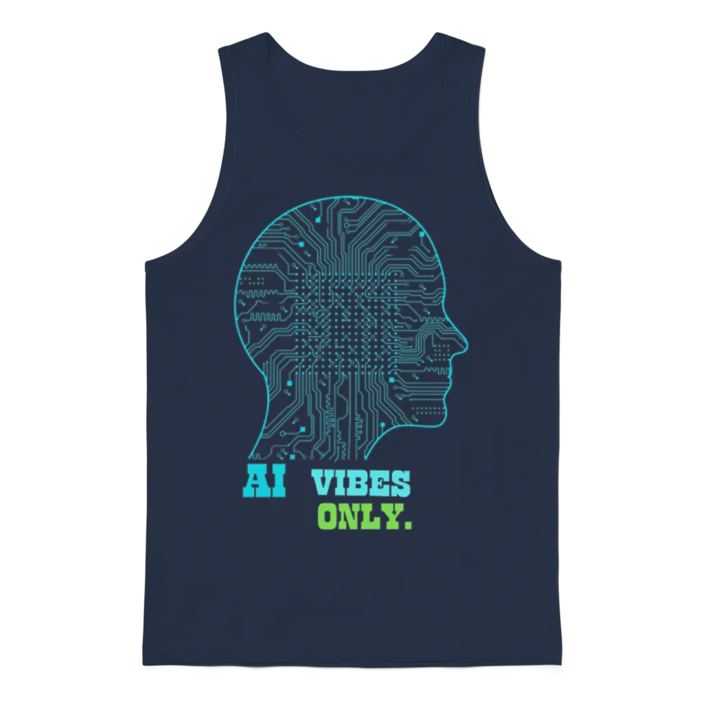 Ai Vibes Only: Neural Network Brain Design Unisex Tank Top - Navy