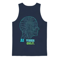 Ai Vibes Only: Neural Network Brain Design Unisex Tank Top - Navy – 1