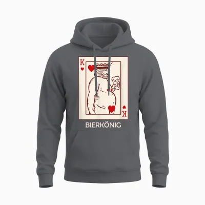 King Beer Poker Card Beer Costume Drinking Celebrations Beer Belly T-Shirt, Black Unisex Hoodie - Charcoal