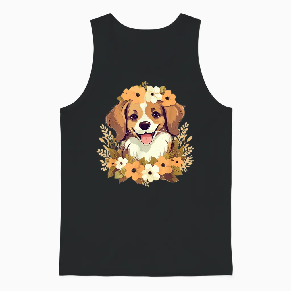Niedlicher Hund Mit Blumen I Kids Dog Unisex Tank Top in Black