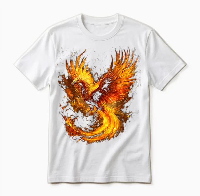 Phoenix Mythical Fantasy Illustration Phoenix T-Shirt, Black, S Unisex T-Shirt in White