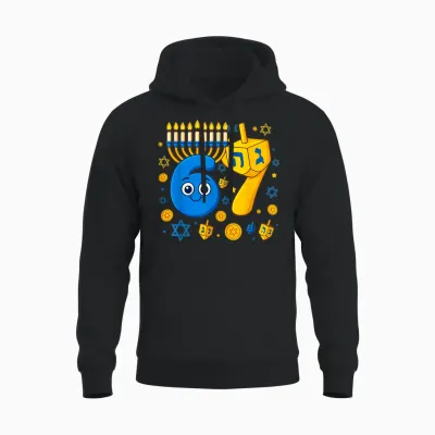67 Hanukkah Funny Jewish Chanukah 67 Menorah Dreidel Meme Unisex Hoodie - Black
