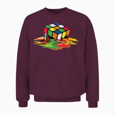 Melting Puzzle Cube Retro Speed Cubing 80's Vintage Toy Unisex Sweatshirt - Maroon