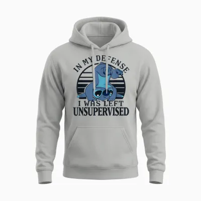 Disney Lilo & Stitch I Was Left Unsupervised Retro Stripes Unisex Hoodie - Ash