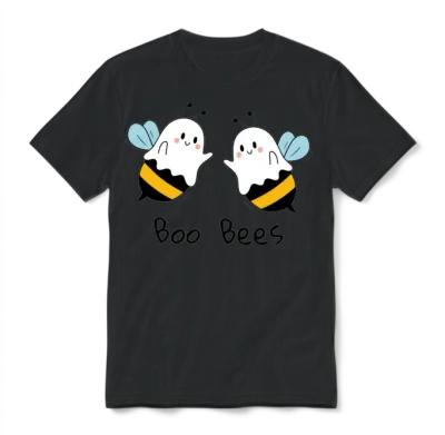 Boo Bees Haloween Unisex T-Shirt - Black