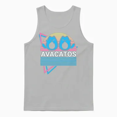 Funny Cat Retro Avocado Unisex Tank Top - Ash