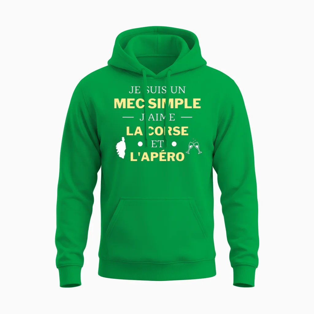 Mec Simple J'aime La Corse Et L'apéro Cadeau Humour Corsica T-Shirt Haut De Gamme Unisex Hoodie in Irish Green