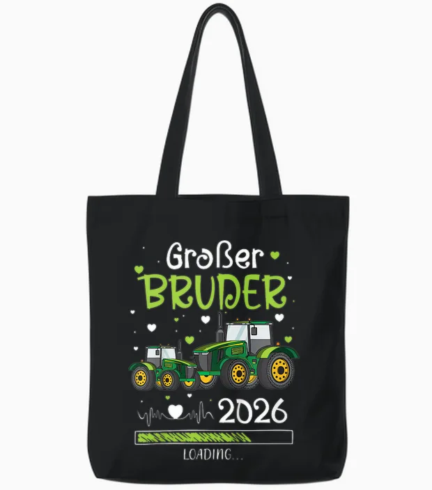 Children's T-Shirt with German Text "ich Werde Großer Bruder 2026" (german Language) Tote Bags in Black
