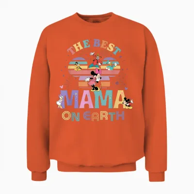 Disney "best Mama on Earth" Mickey & Friends Family Trip Unisex Sweatshirt - Orange