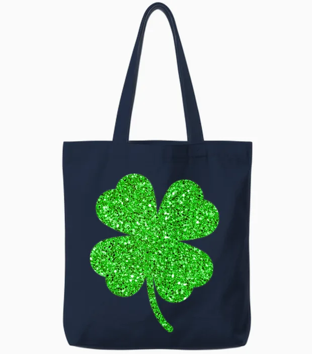 Irische Kleeblätter St. Patrick’s Day Langarmshirt Tote Bags in Navy